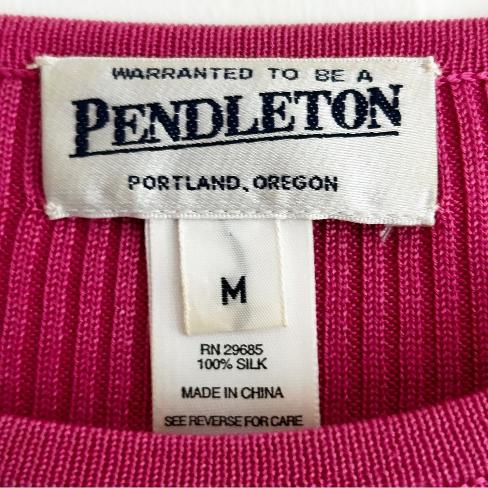 Pendleton Raspberry Pink Silk Sweater M Euc - image 3